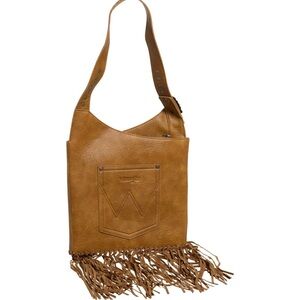 Wrangler Brown Leather Fringe Shoulder Bag